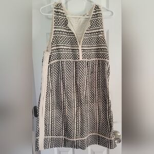 Madewell Cream and Black Patterned Midi Dress